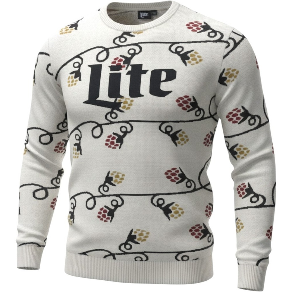 Miller Lite Beer Sweater 3XL Men's Hops Holiday Ugly Christmas Knit Pullover